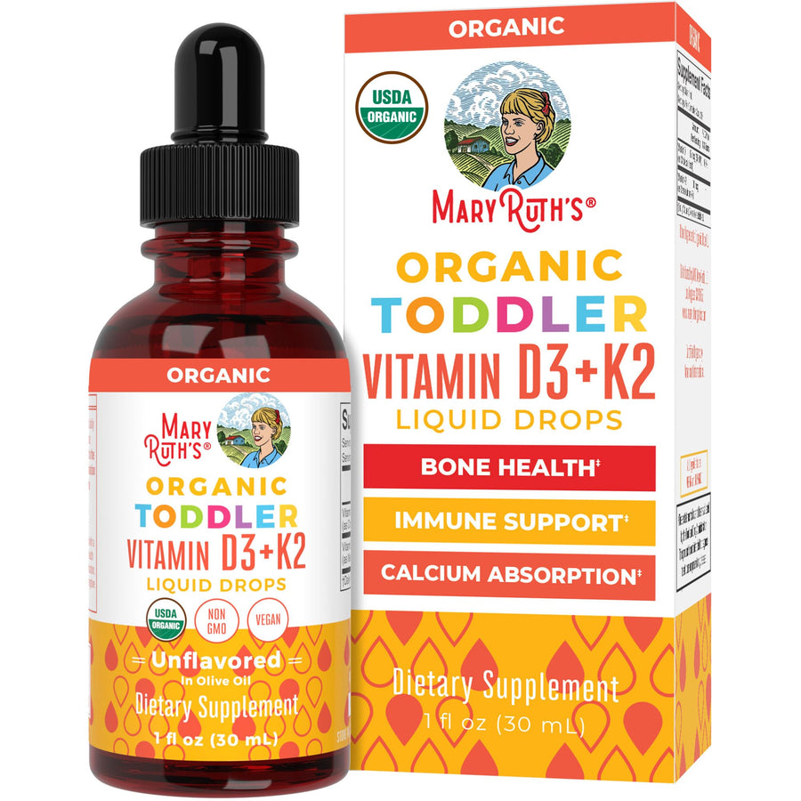 Vitamin D3 | Vitamin K2 | Vitamin D3 K2 Drops | K2 D3 Vitamin Liquid Supplement for Toddlers | Kids Supplement for Calcium Absorption Strong Bones | Vegan | Gluten Free | 1 Fl Oz