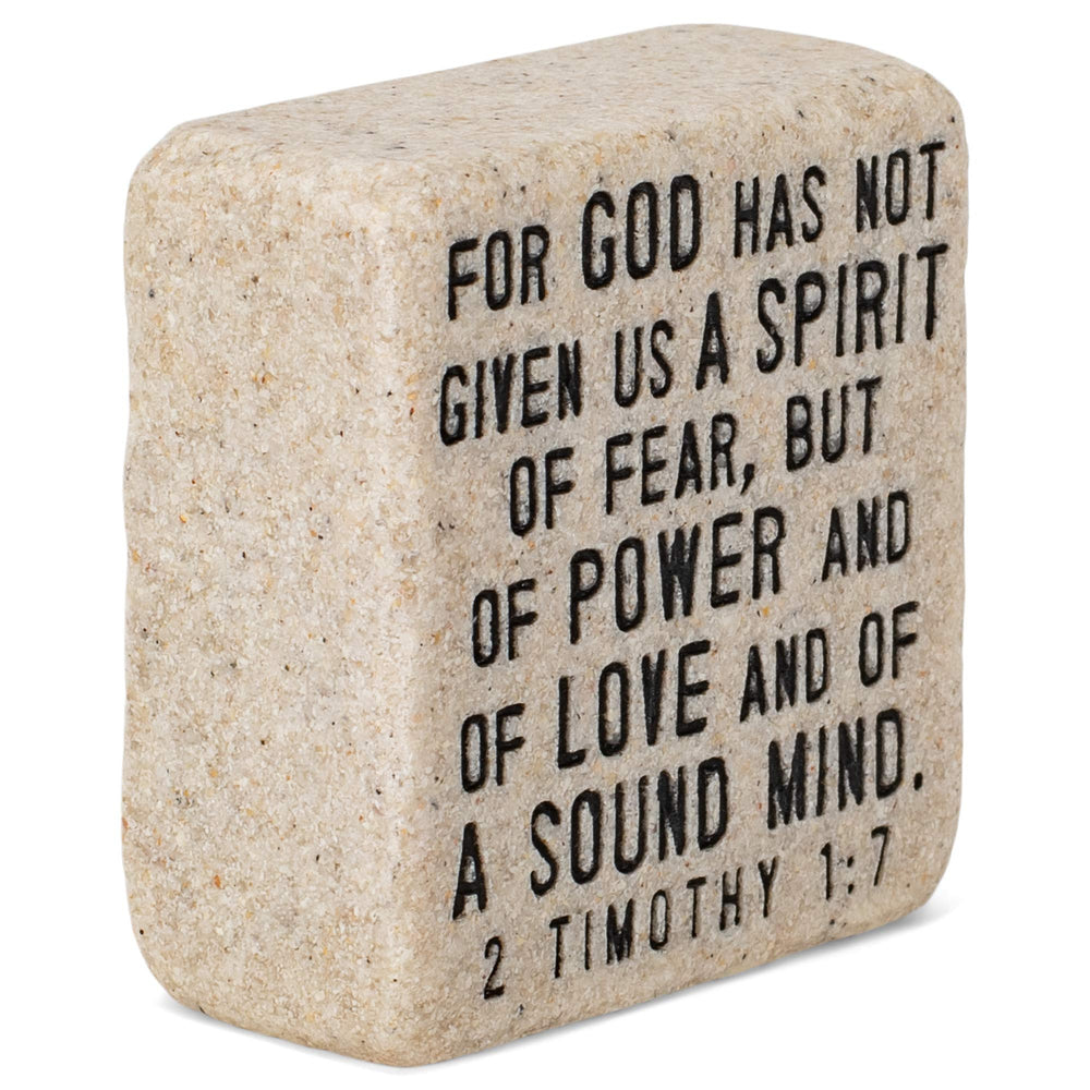 Fearless in God Scripture Block 2.25 x 2.25 Cast Stone Plaque