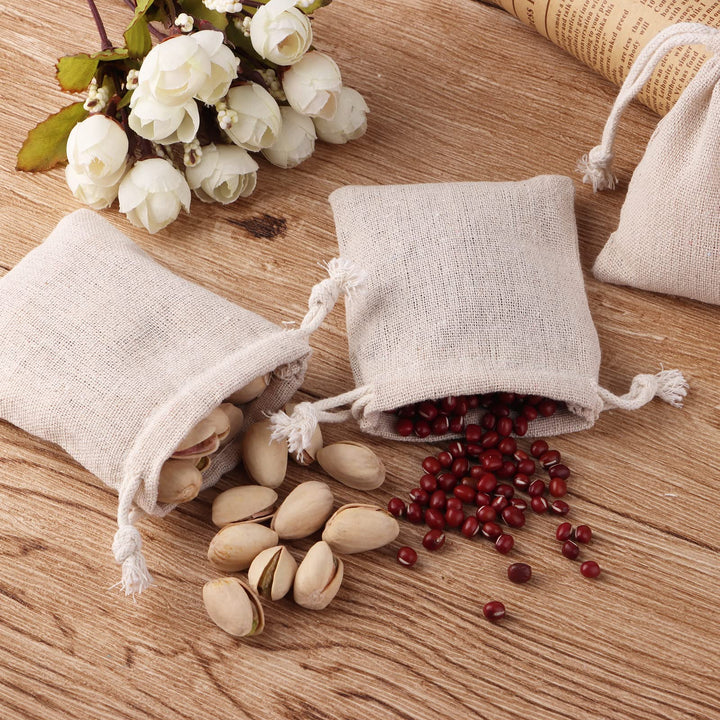 erduoduo Pack of 50 Small Burlap Bags With Drawstring,3