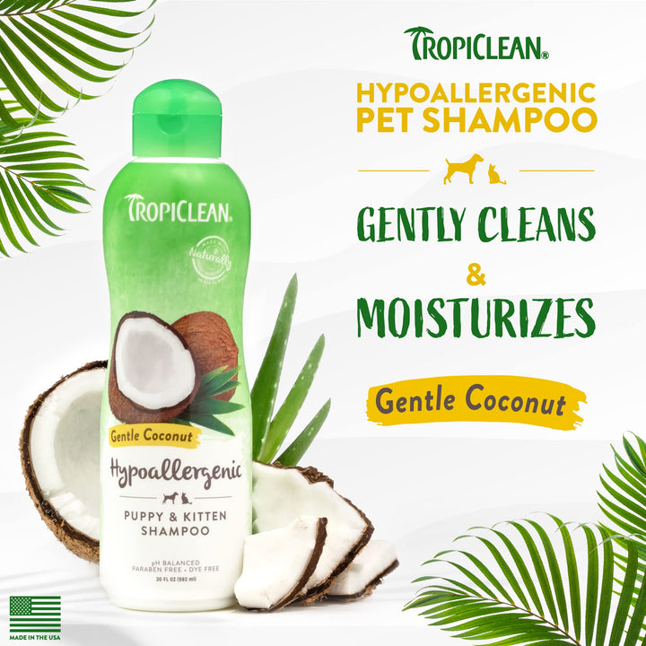 Gentle Puppy Shampoo, Dog Shampoo for Allergies &amp; Sensitive Skin, Made in USA, Gentle Coconut Scent, Safe for Cats &amp; Kittens, 20oz