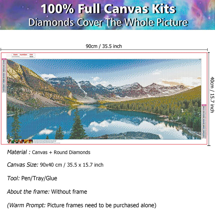 5D Diamond Painting Kits for Adults DIY Large Mountain Full Round Drill (35.5 x 15.7 inch) Crystal Rhinestone Embroidery Pictures Arts Paint by Number Diamond Art Kits for Home Wall Decor