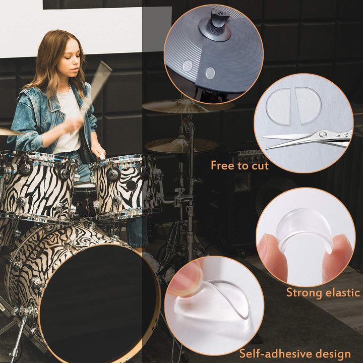 Drum Dampeners Gel Pads, 24 Pieces Oval Drum Dampeners 2 Pieces Long Clear Drum Dampeners Silicone Drum Silencers Soft Drum Dampening Gel Pads Transparent Drum Mute Pads for Drums Tone Control