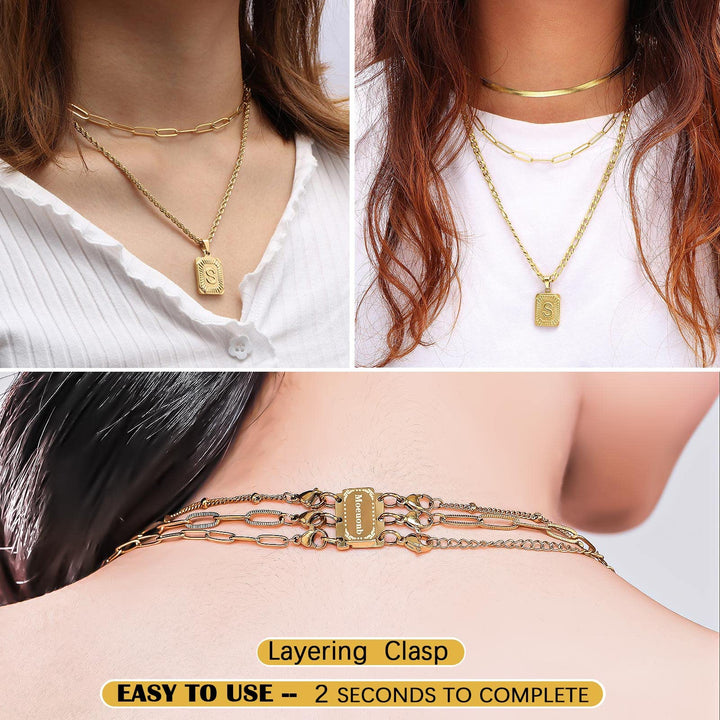 2 Pieces Upgraded Necklace Layering Clasps 14K Real Gold Plated and Sliver Magnetic Layered Necklace Clasp Necklace Separator for Layering Multiple Necklace Detangler Jewelry Clasps(Double Laryering)