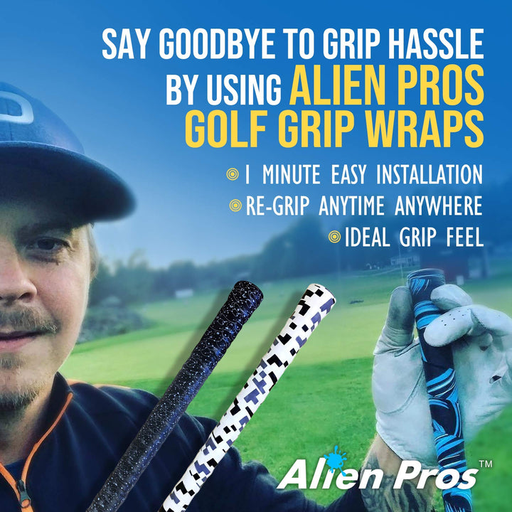 ALIEN PROS Golf Grip Wrapping Tapes (3-Pack) - Innovative Golf Club Grip Solution - Enjoy a Fresh New Grip Feel in Less Than 1 Minute (3-Pack, Skull Black), one size