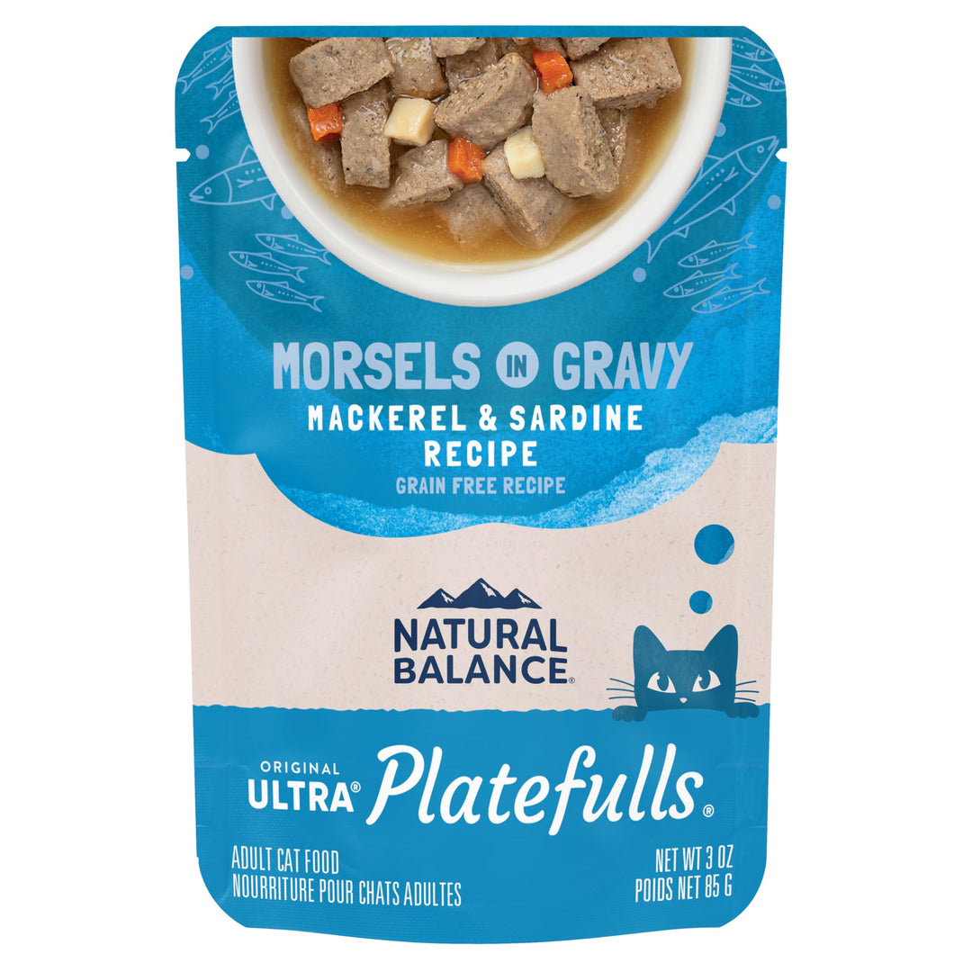 Original Ultra Platefulls Indoor Adult Grain Free Wet Cat Food, Mackerel &amp; Sardine Recipe, 3 Ounce Pouch (Pack of 24)
