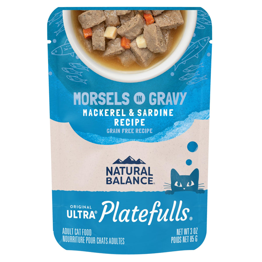 Original Ultra Platefulls Indoor Adult Grain Free Wet Cat Food, Mackerel & Sardine Recipe, 3 Ounce Pouch (Pack of 24)
