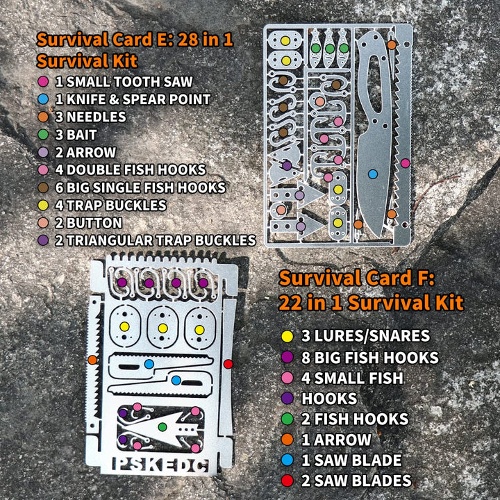 PSKOOK 12 Pcs Survival Multitool Card Emergency Camping