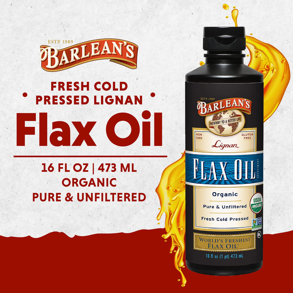 Organic Lignan Flaxseed Oil Liquid Supplement from Cold Pressed Flax Seeds - 7,230 mg ALA Omega-3 Fatty Acids for Heart Health, Vegan and Gluten Free, 16 oz