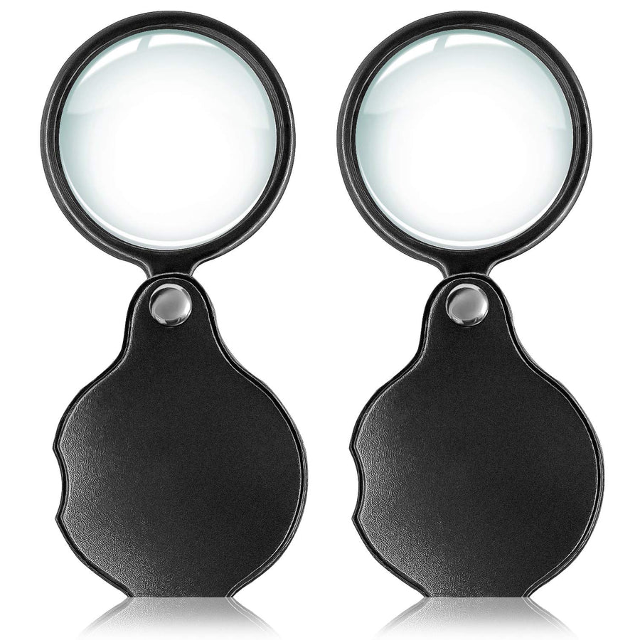 Wapodeai 2PCS Mini Magnifying Glass 10X Folding Pocket 