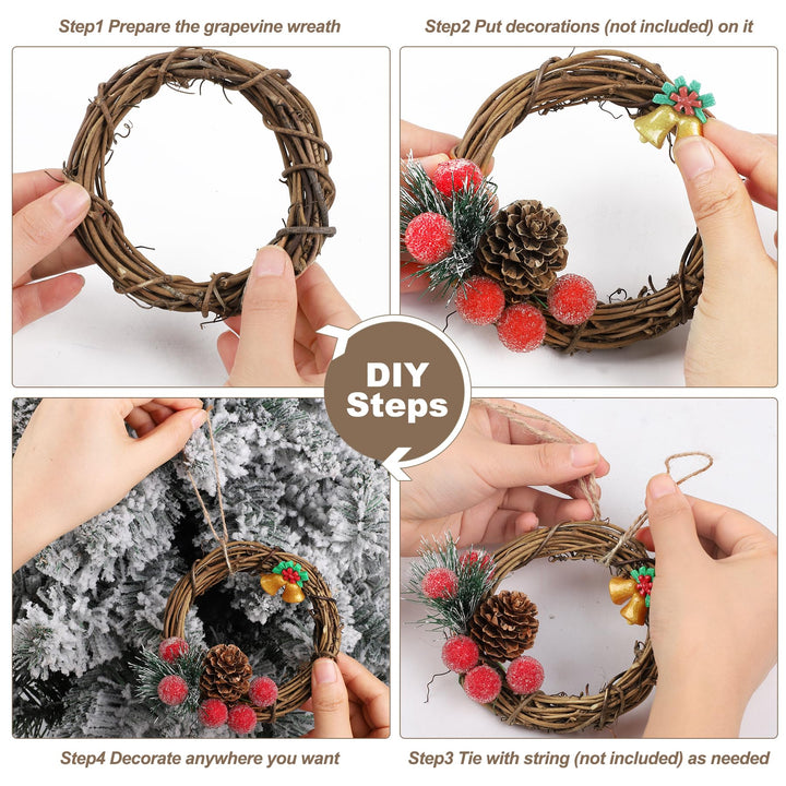 16 Pieces 3 Inch Grapevine Wreaths Vine Branch Wreath Christmas Rattan Wreath Garland Decoration for Christmas Holiday Craft or Wedding Supplies