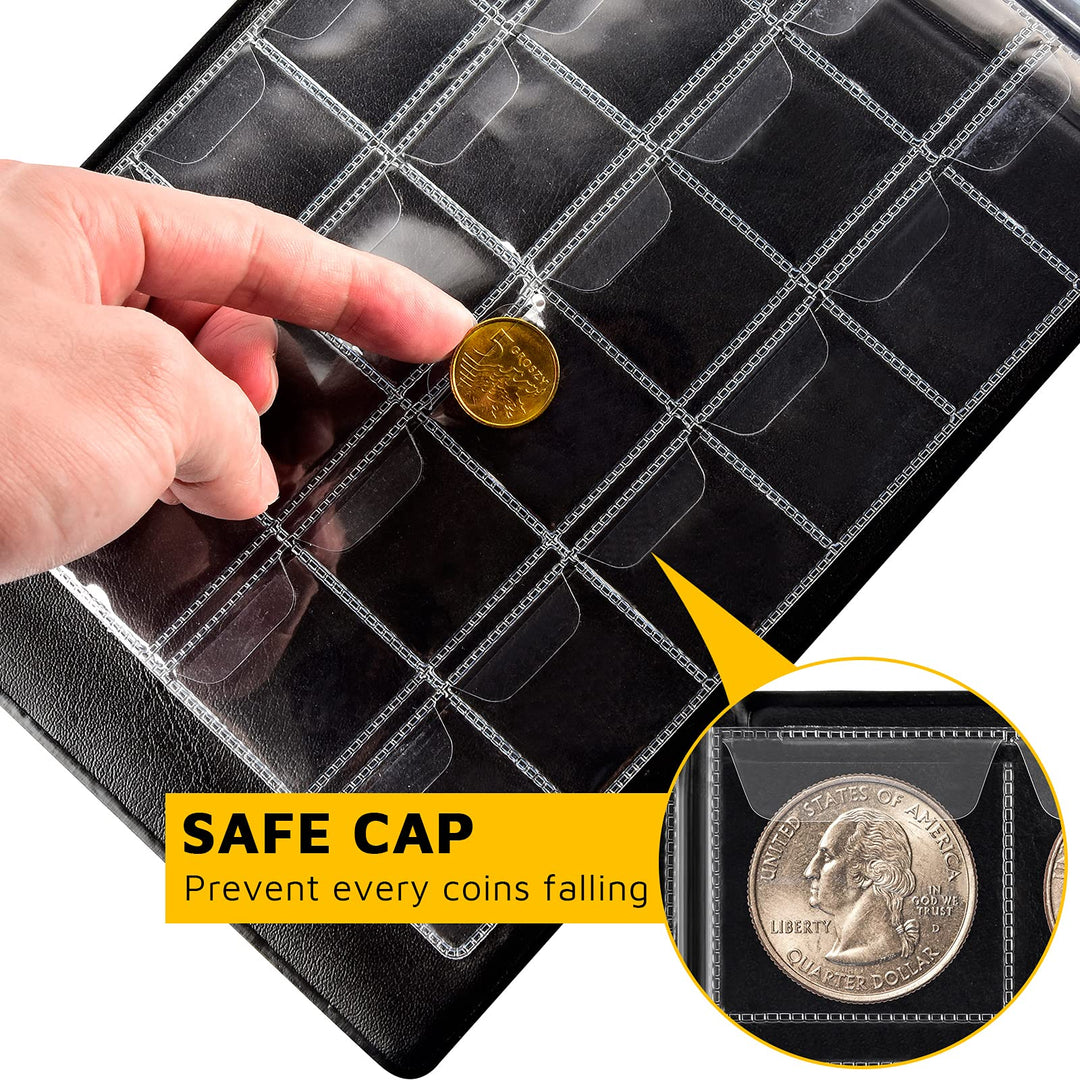Coin Collection Supplies Holder Book for Collectors, 300 Pockets Coin Collection Organizer Storage Box Case Album for 20/25/ 27/30/ 38mm Coins- Blue