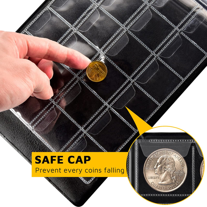 Coin Collection Supplies Holder Book for Collectors, 300 Pockets Coin Collection Organizer Storage Box Case Album for 20/25/ 27/30/ 38mm Coins- Blue