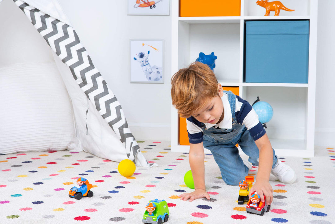 Mini Vehicles, Including Excavator and Fire Truck, Each with a Character Toy Figure Seated Inside - Zoom Around The Room for Free-Wheeling Fun - Perfect for Young Children