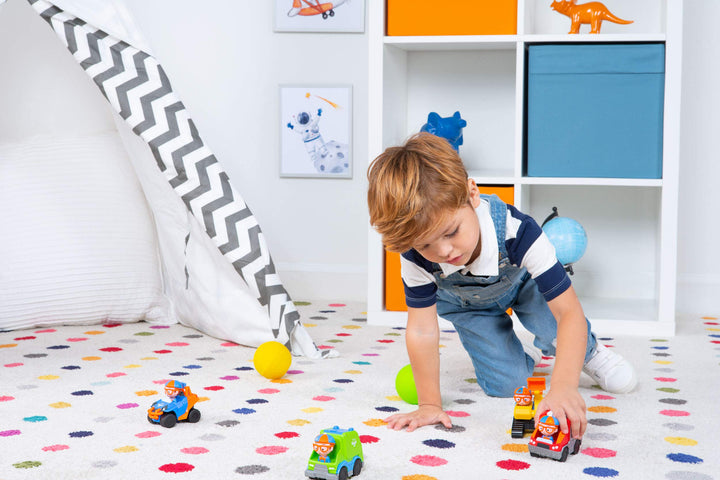 Mini Vehicles, Including Excavator and Fire Truck, Each with a Character Toy Figure Seated Inside - Zoom Around The Room for Free-Wheeling Fun - Perfect for Young Children