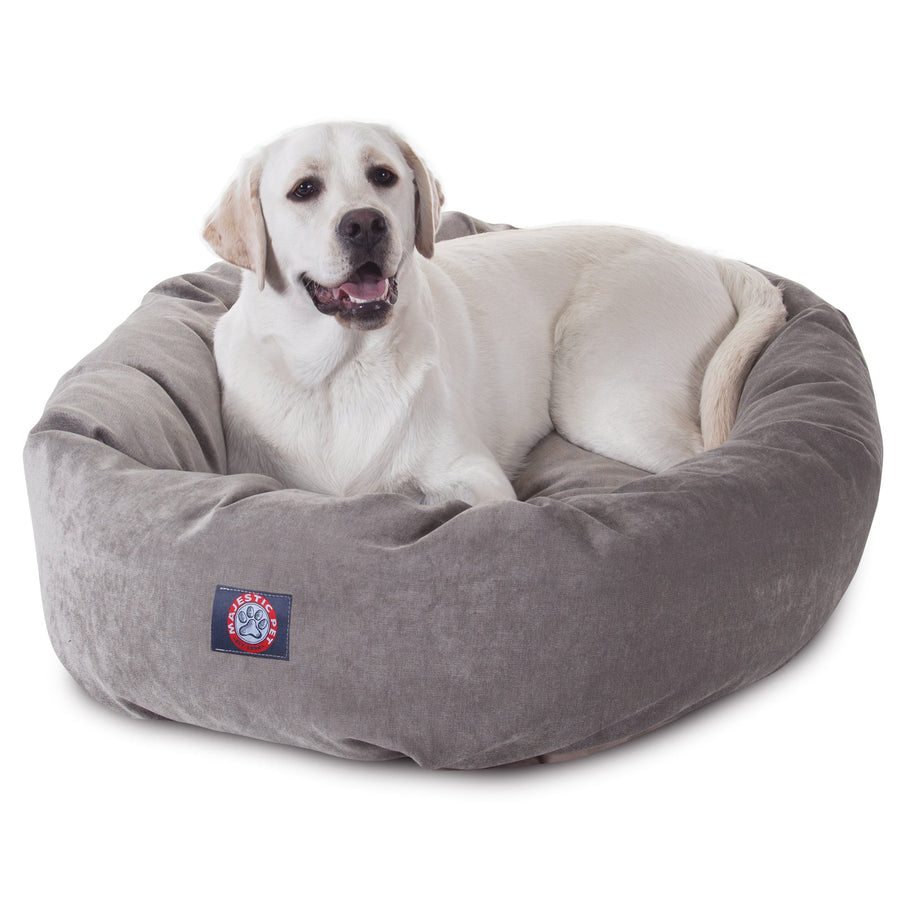 40 Inch Micro Velvet Calming Dog Bed Washable – Cozy Soft Round Dog Bed with Spine for Head Support - Fluffy Donut Dog Bed 40x29x9 (inch) – Round Pet Bed Large - Vintage