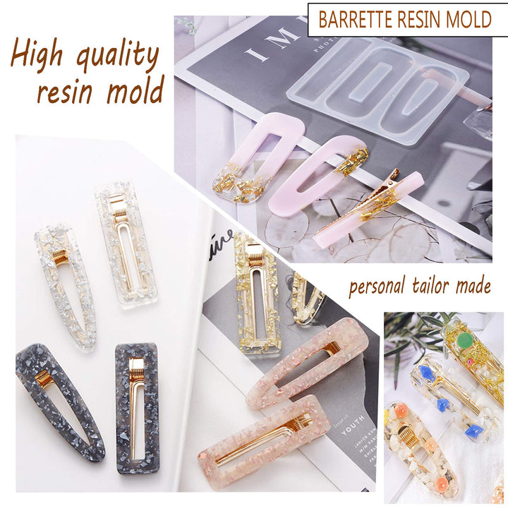 63PCS Resin Molds DIY Hair Clip Jewelry Casting Mold,Resin Hair Clips Mold for Hair Pin Making, Hair Pin Silicone Resin Molds for Epoxy Resin Crafts