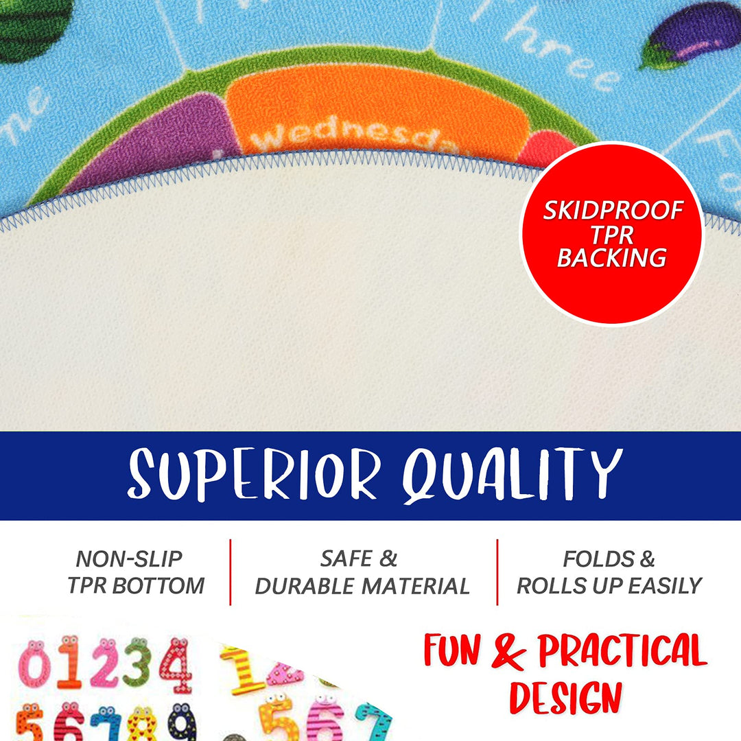 HEBE Kids Play Rug 4ft ABC Alphabet Numbers Shapes Educ