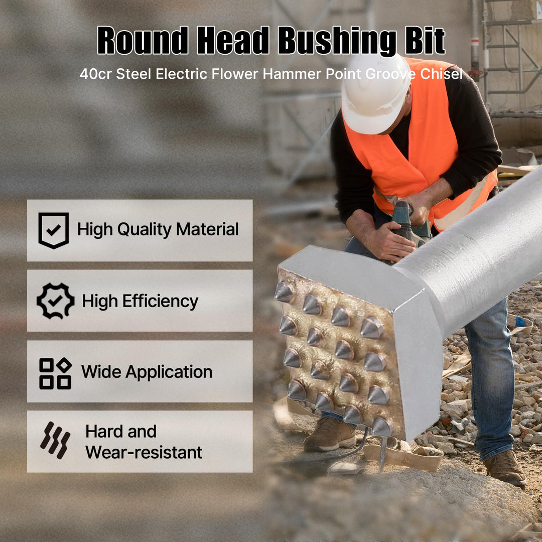 SDS Plus Bushing Tool 16 Tips, 6&#39;&#39; X 1-1/4&#39;&#39; Square Head Concrete Roughness Coating Remove Bushing Bit for Rotary Hammer, Chisel Drill Bit for Masonry, Brick Wall