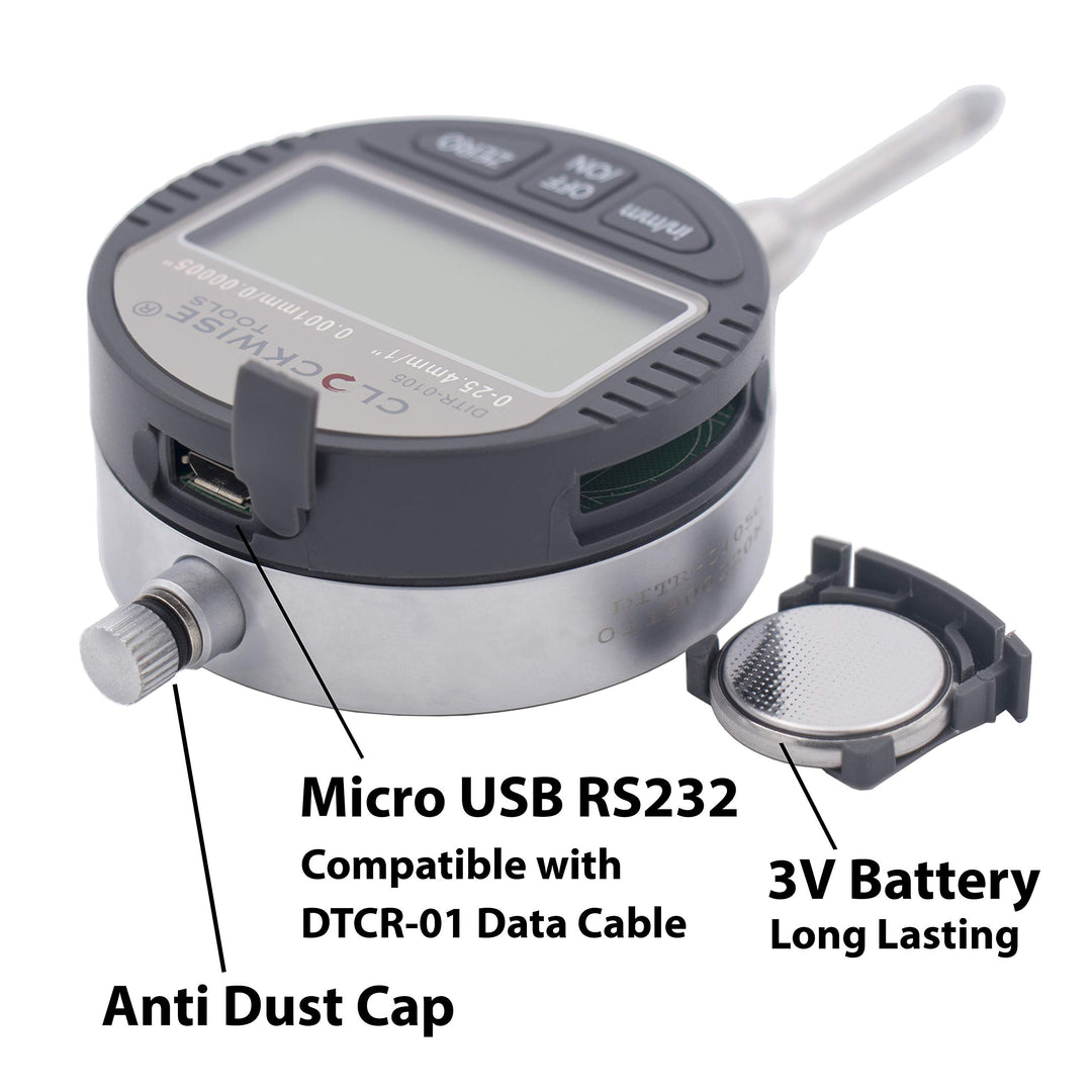 Clockwise Tools Digital Indicator, DITR-0105 0-1 Inch/2