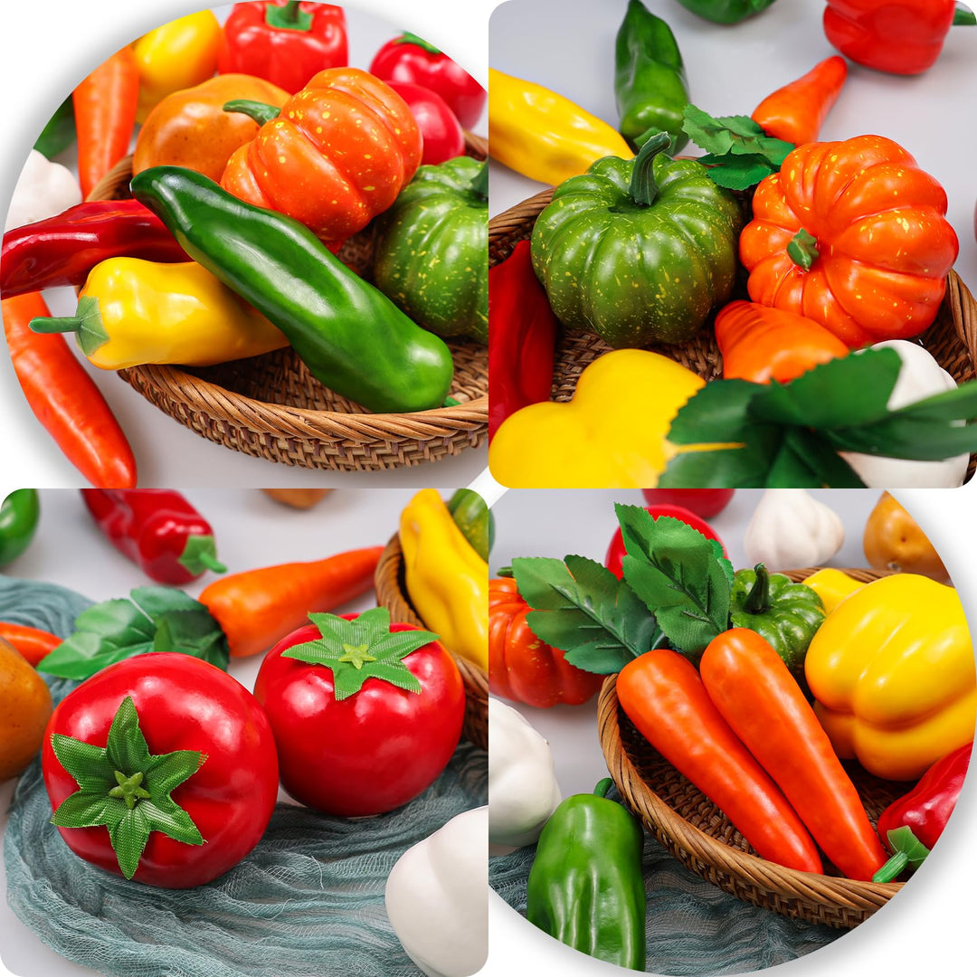 16 Pieces/Set Artificial Vegetables Simulation Vegetables Decoration Kitchen Home Decor Realistic Fake Vegetables Decor Set Photo Props