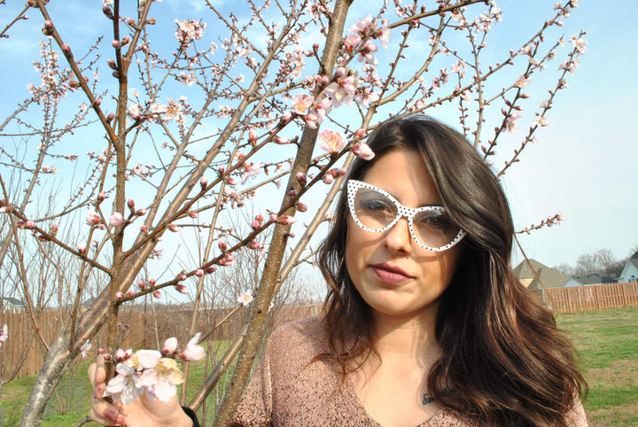 OWL Cateye Glasses for Women Vintage 50s White Black Po