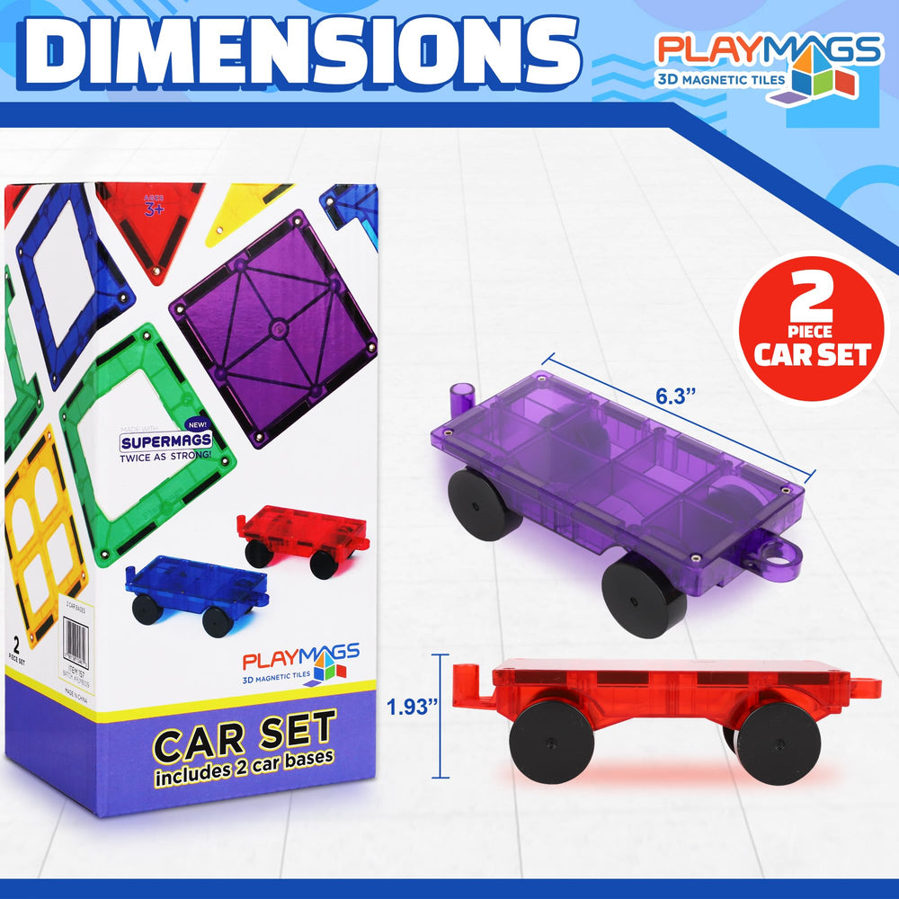 Playmags 2 Piece Car Set: with Stronger Magnets, STEM T