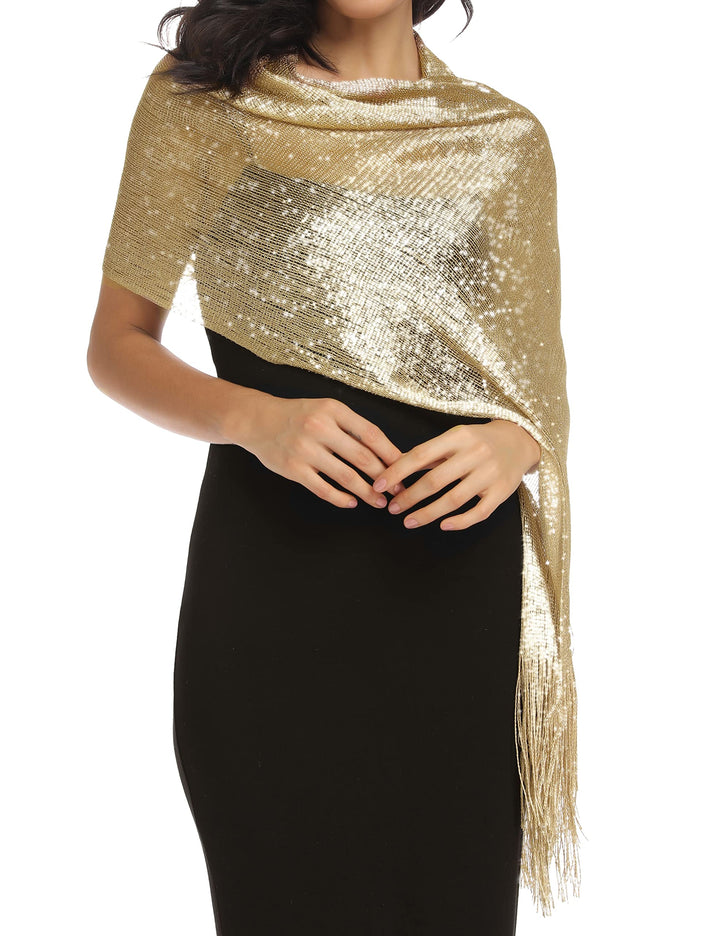 Shawl Wraps for Women Shawls and Wraps for Evening Dresses Gold Dress Evening Dresses for Women 2024 Wedding Guest Summer (Dark Gold with Gold Glitter)