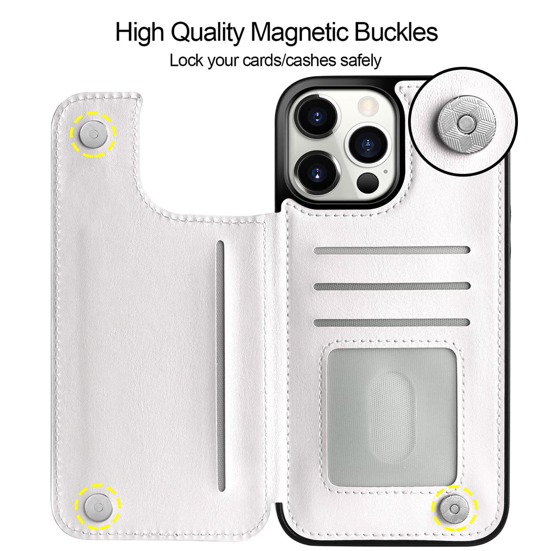 Wallet Case Compatible with iPhone 13 Pro MAX Case 5G 6.7-inch Slim Protective with Credit Card Slot Holder Flip Folio Soft PU Leather Magnetic Closure Cover, White