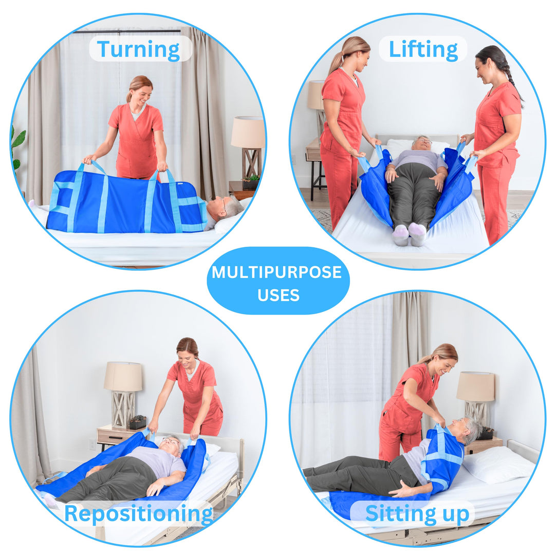 Positioning Bed Pads for Elderly - 48 x 40” Draw Sheets for Hospital Bed, Reusable &amp; Washable Bed Positioning Pads, Draw Sheets with Handles, Medical Supplies for Elderly &amp; Bed Ridden Patients