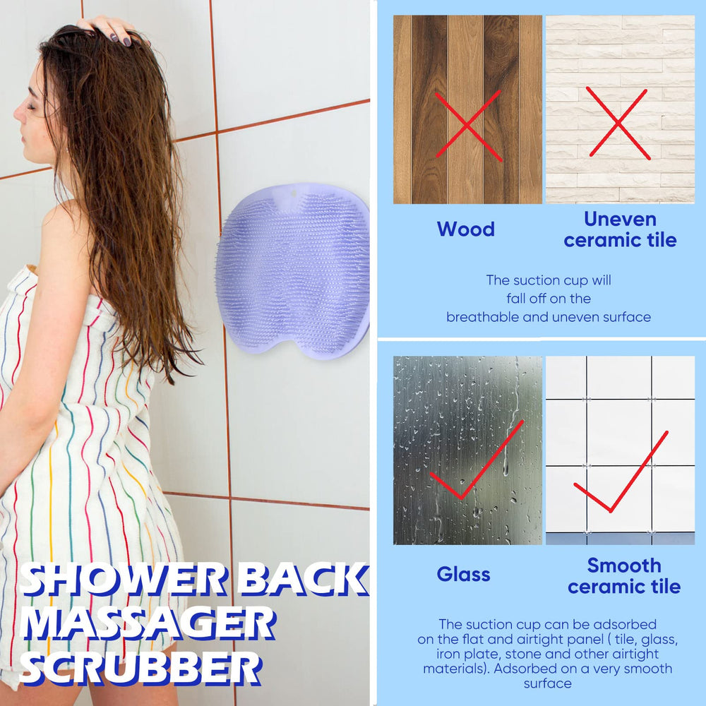 2 Pieces Shower Foot Scrubber Mat Silicone Bath Massage