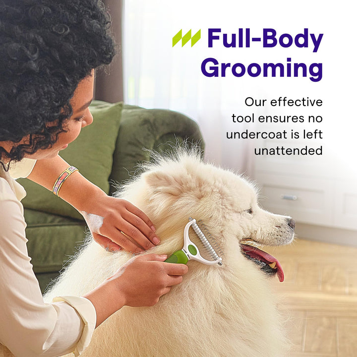 Undercoat Rake for Dogs &amp; Cats - Double Sided Comb for Detangling and Removing Knots - 2 Sided Dematting Tool - Deshedding Brush for Grooming Pets with Long Hair Prone to Matting - Ebook Guide