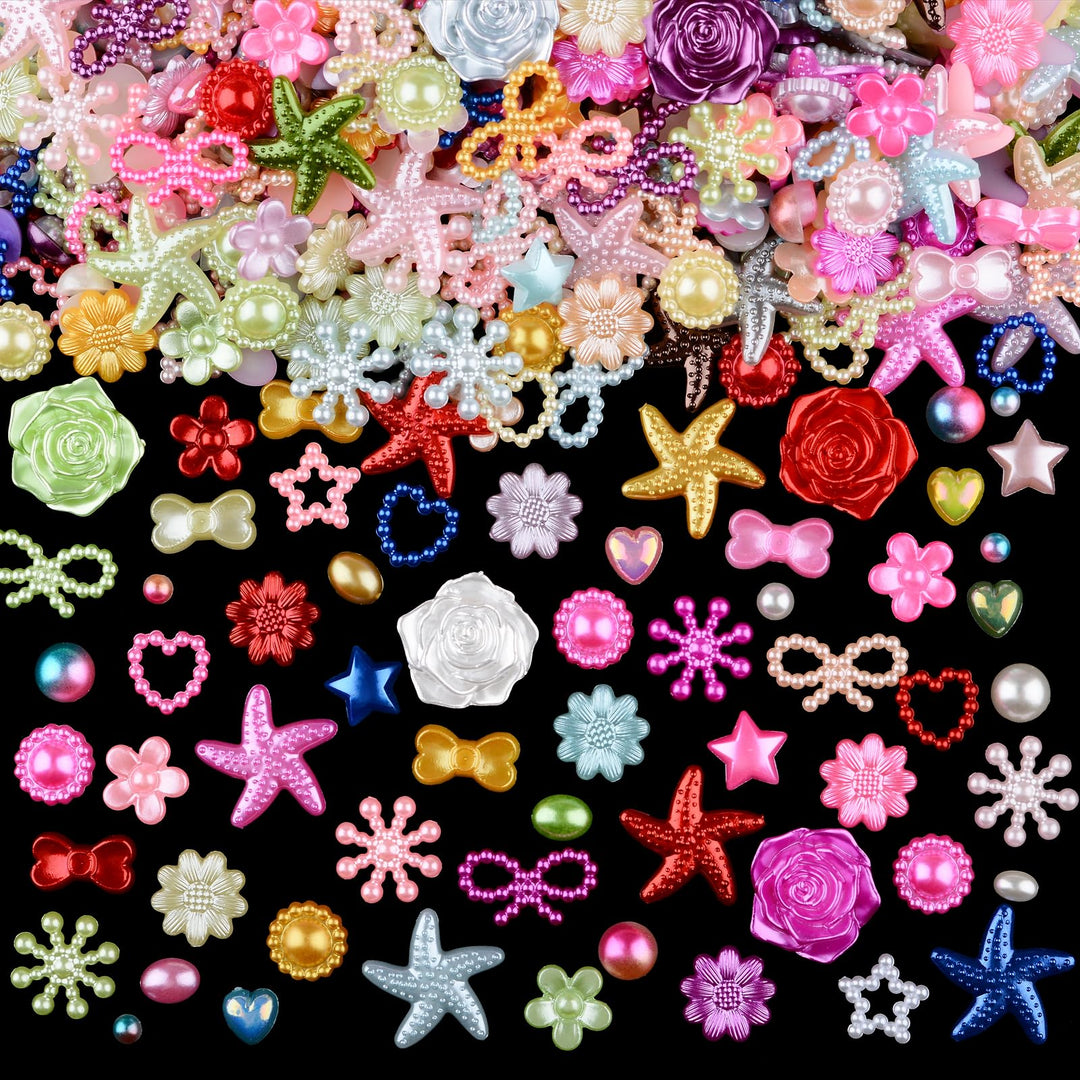 900pcs 4-20mm Random Mixed Styles Crafts Material Embellishments Kit Resins Flatback Rhinestones Pearls Round Beads Charms for Crafts Mixed Styles Loose Gems DIY