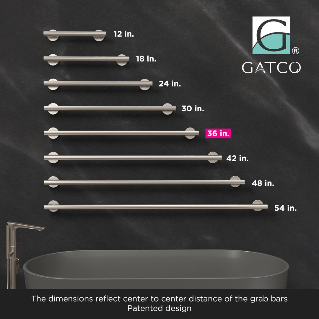 Gatco 857 Latitude II Grab Bar, Stainless Steel, 36-Inc