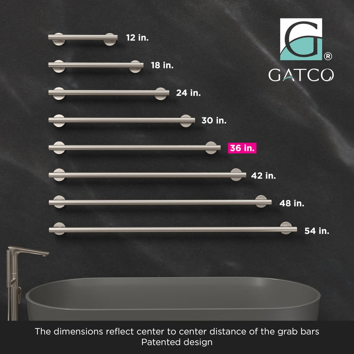 Gatco 857 Latitude II Grab Bar, Stainless Steel, 36-Inc