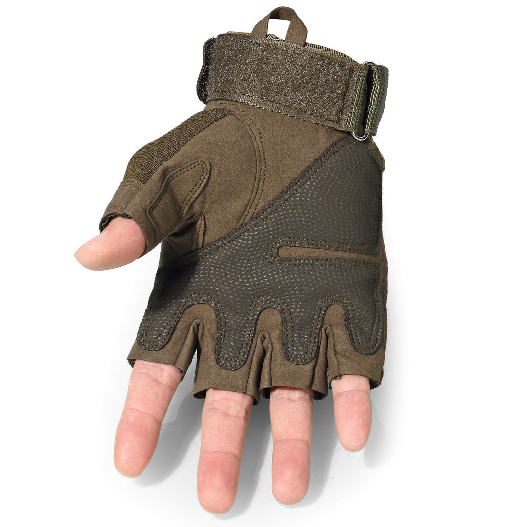 Tactical Gloves Fingerless Half Finger Gloves for Driving Paintball Airsoft Riding Motorcycle Motorbike Hunting Cycling Work Men Women Size X-Large Green