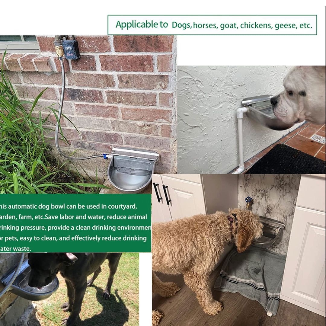 304 Stainless Steel Automatic Livestock Waterer with Float Valve and 39 inch Water Hose(one end 3/4''), Automatic Animal Water Bowl for Dogs,Horse,Calf,Chicken,Goat, Livestock Horse Waterer Dispenser