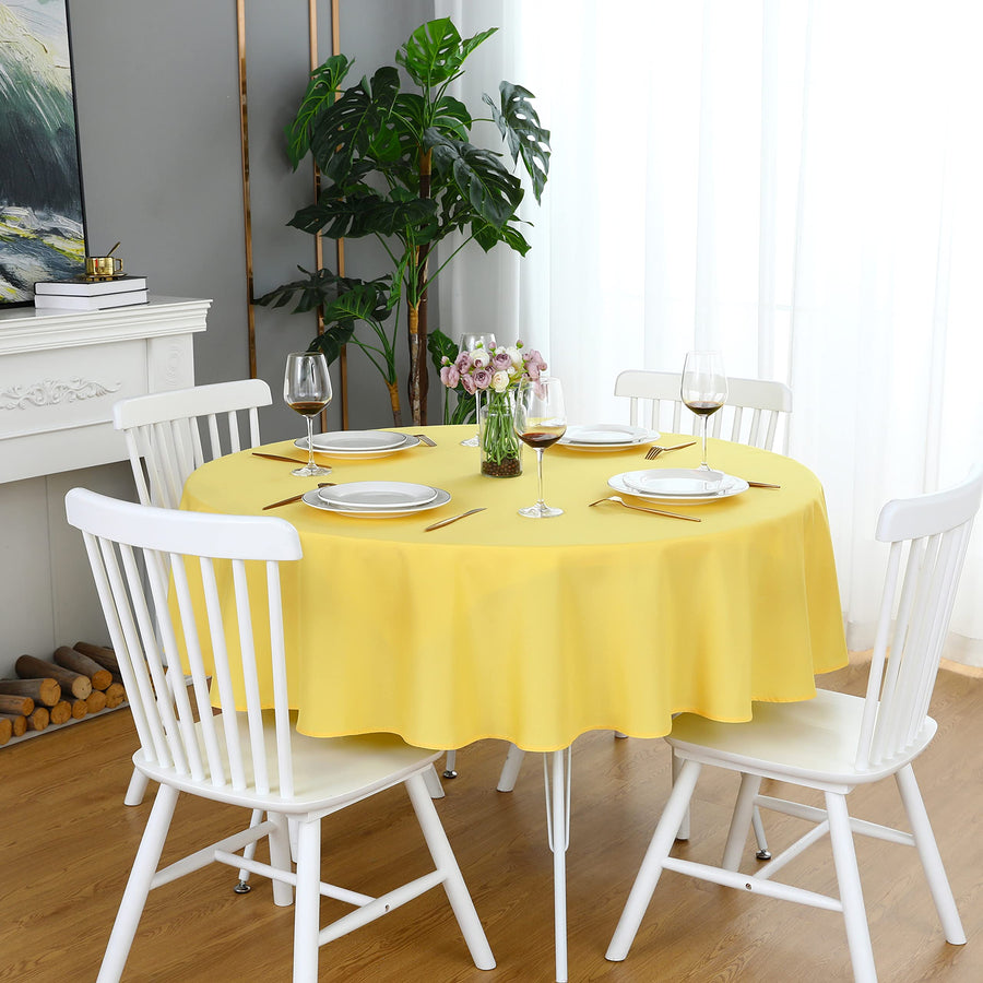 Yellow Round Tablecloth 70 Inch Waterproof Heavy Duty Wrinkle Free Polyester Fabric Table Cloth, Spillproof Washable Table Cover for Parties, Camping, Picnic, Banquet, Indoor & Outdoor Use