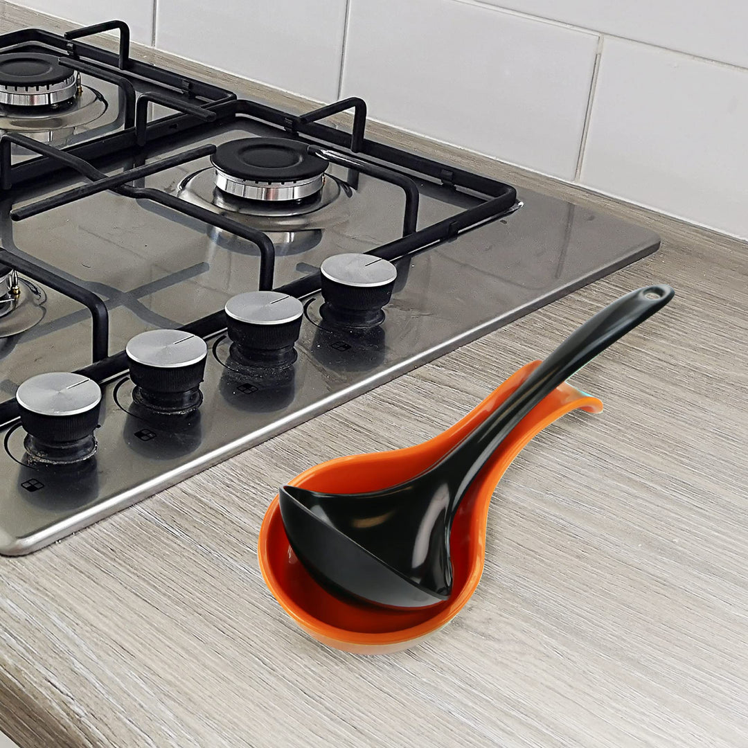 Rest Plastic Counter Stove Top Utensil Holder for Spoons, Ladle, Tong, Space-Saving Hanging Hole on Handle, Orange