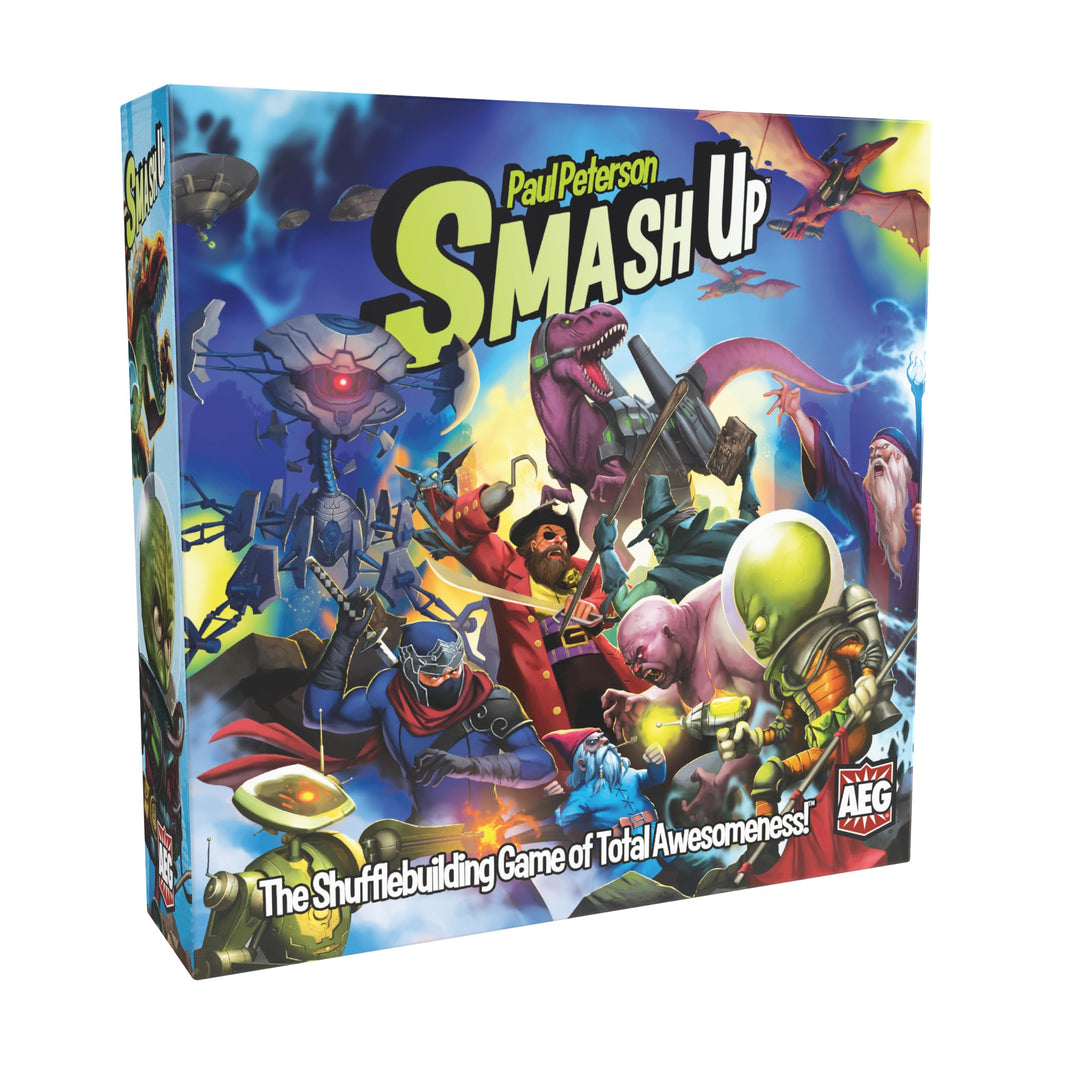 Smash Up Base Game | Shufflebuilding Card Game | Aliens, Dinosaurs, Ninjas, Pirates, Robots, Tricksters, Wizards, Zombies | 2-4 Players | Ages 10+