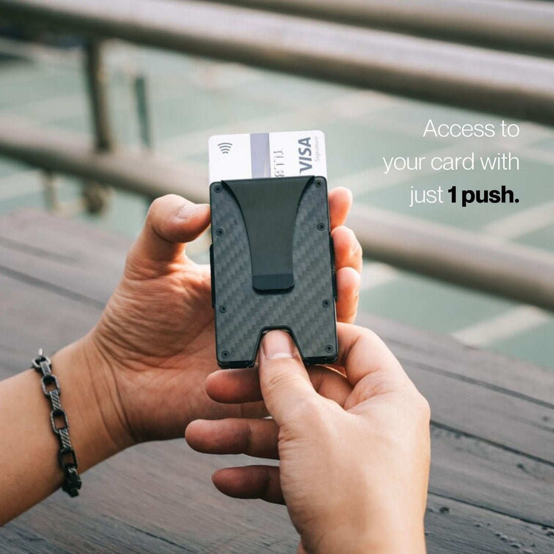 Airtag Men&#39;s Wallet | Slim Air Tag Money Clip | Carbon Fiber Card Holder | Minimalist AirTag Wallet | RFID Shield [Without AirTag]