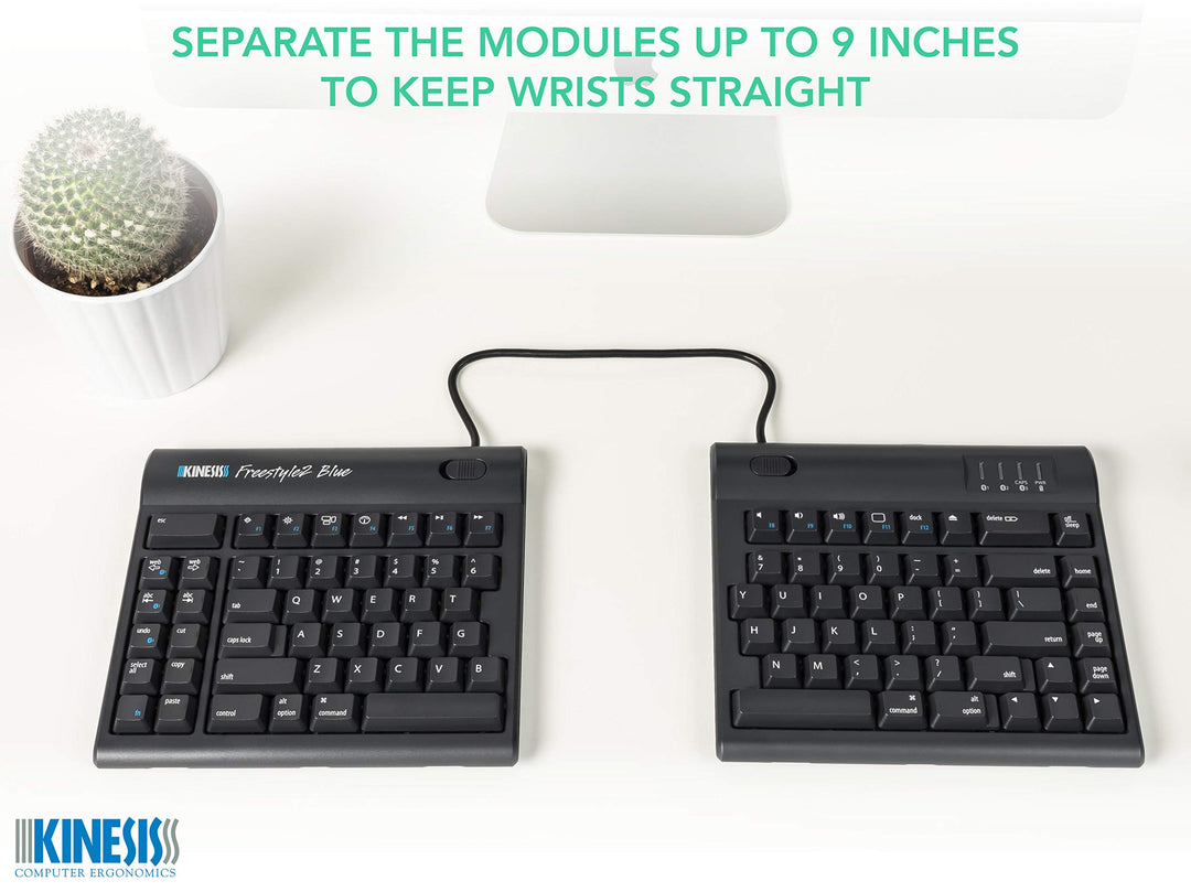 Freestyle2 Blue Wireless Ergonomic Keyboard for Mac (9 Standard Separation), Dark Gray