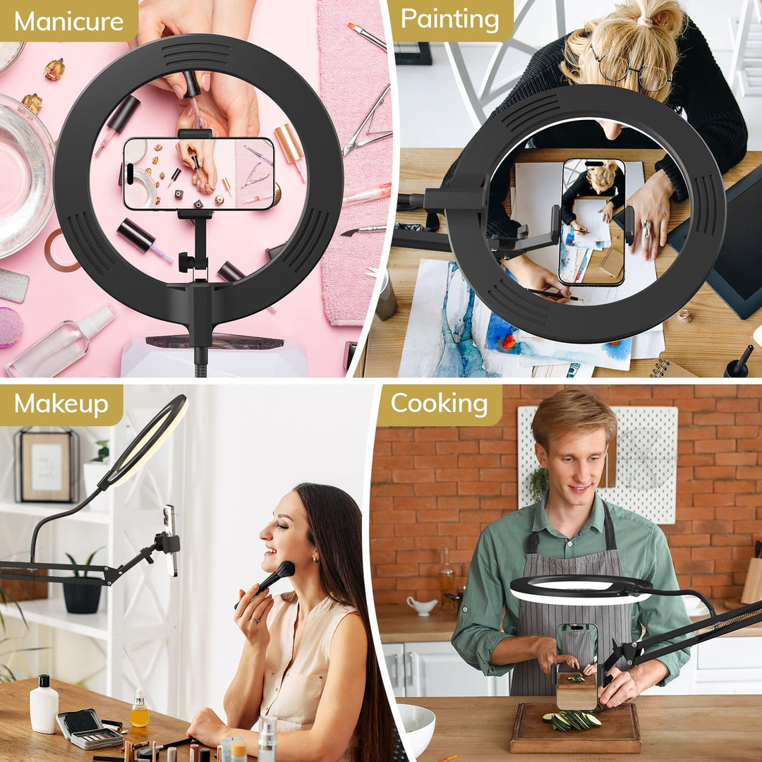 12 Large Ring Light with Stand and Phone Holder,LED Selfie Ring Light with Tripod Stand for Phone, Dimmable Circle Ligh with Bluetooth Remote for Tiktok/YouTube/Makeup/Photography/Vlog TRL-20