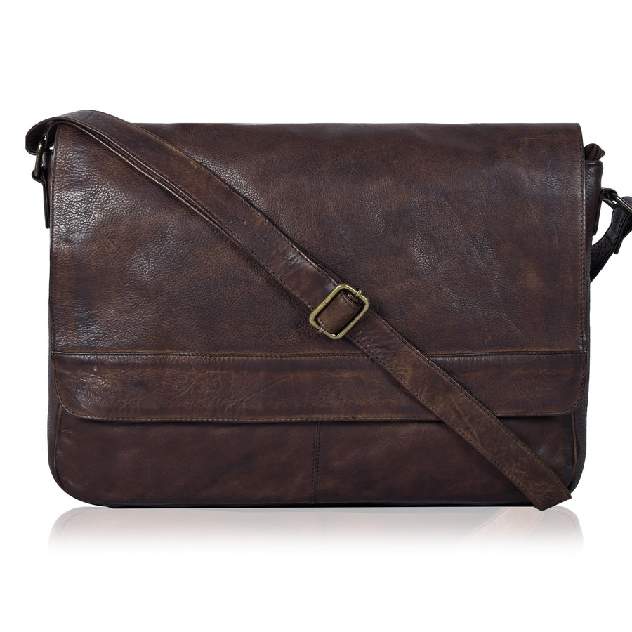 Handmade Crossbody Genuine Leather Messenger Bag for 17 inch Laptop, Travel, Office for Men & Women