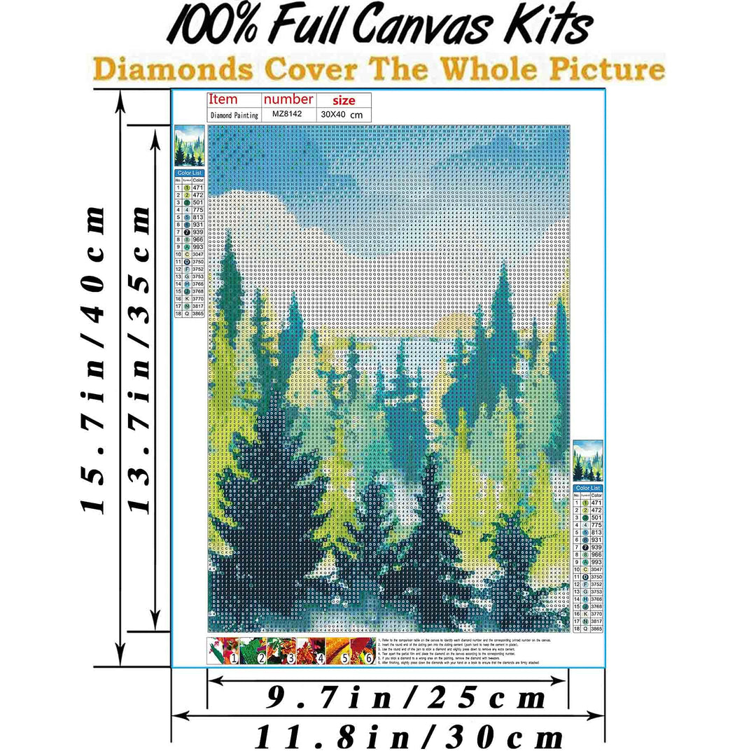 5D Diamond Painting Scenery Kit,Diamond Art Kits for Adults,Abstract Landscape Paint with Diamonds Round for Gift,Wall Decor(12x16) (Forest)