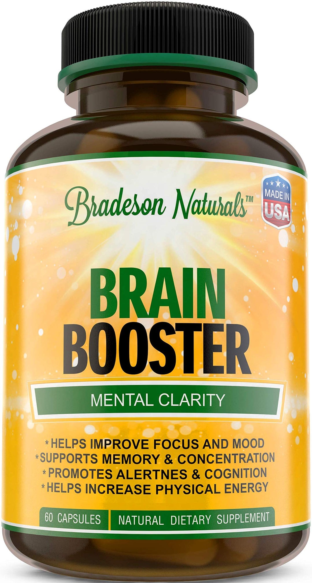 Brain Booster Supplement for Focus, Memory, Clarity, and Energy. Nootropics Booster. Unlock Your Full Potential - 60 Capsules Made in USA