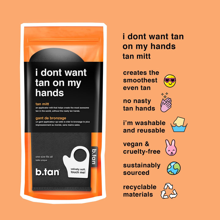 b.tan Tanning Mitt | I Don&#39;t Want Tan On My Hands Thumb Self Tanning Mitt Applicator - Evenly Apply Self Tanner Glove for a Natural, Streak-Free Bronzed Glow, For Fake Tan, Sunless Tan &amp; Spray Tan