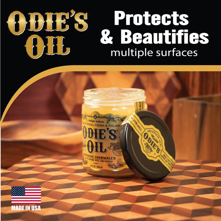Odie&#39;s Oil • Universal Finish for Wood • Leather • Plastic • Vinyl • Metal and More • 9 Ounce Glass Jar • Food Safe and Solvent Free Non Toxic Finish …