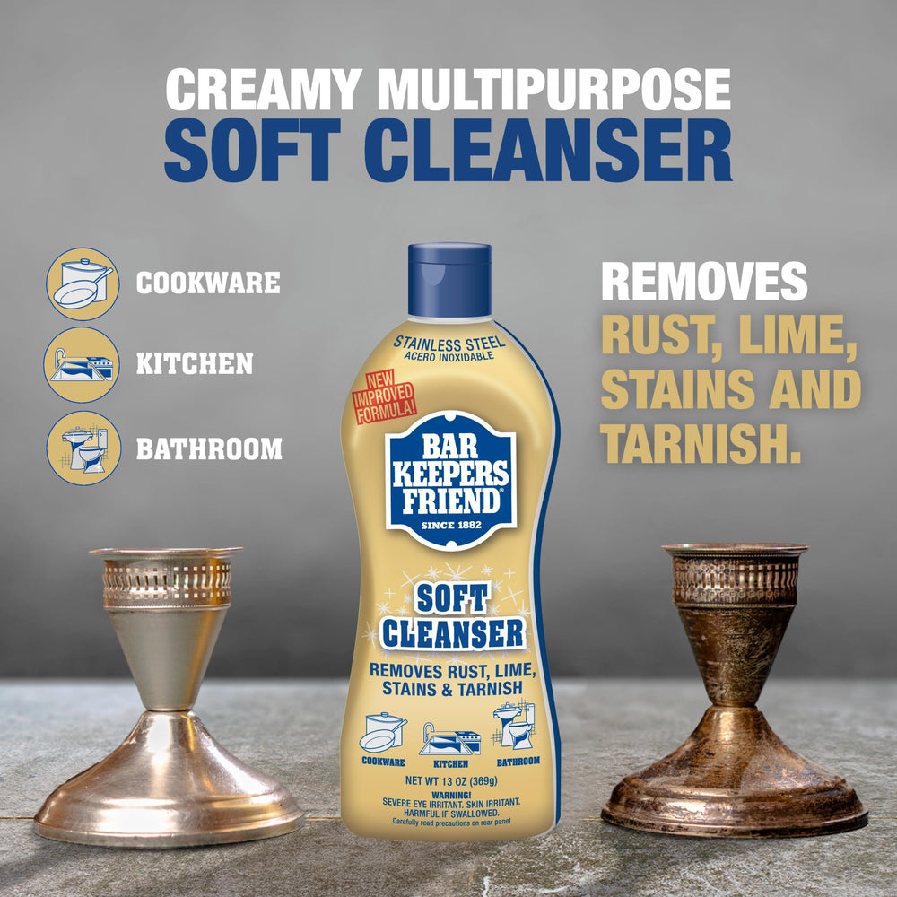Soft Cleanser Liquid (2 x 13 Ounce) Multipurpose Cleaner & Rust Stain Remover for Stainless Steel, Porcelain, Ceramic Tile & More