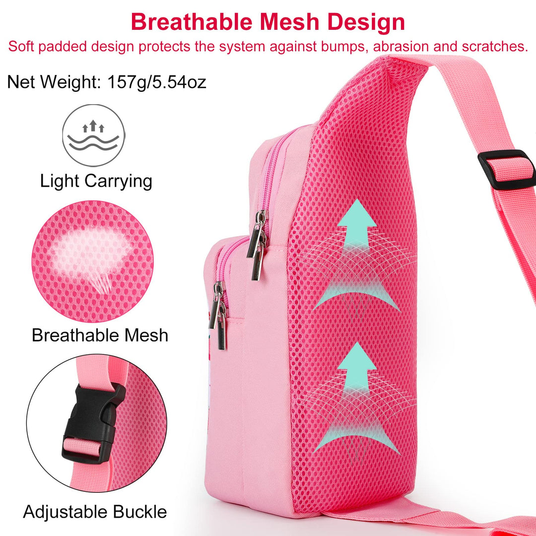 Cute Travel Bag for Nintendo Switch/ Lite / OLED, Portable Small Pink Strawberry Shoulder Carrying Storage Backpack for NS Consolo, Charging Dock, Joy-Cons, Accessories for Women Grils