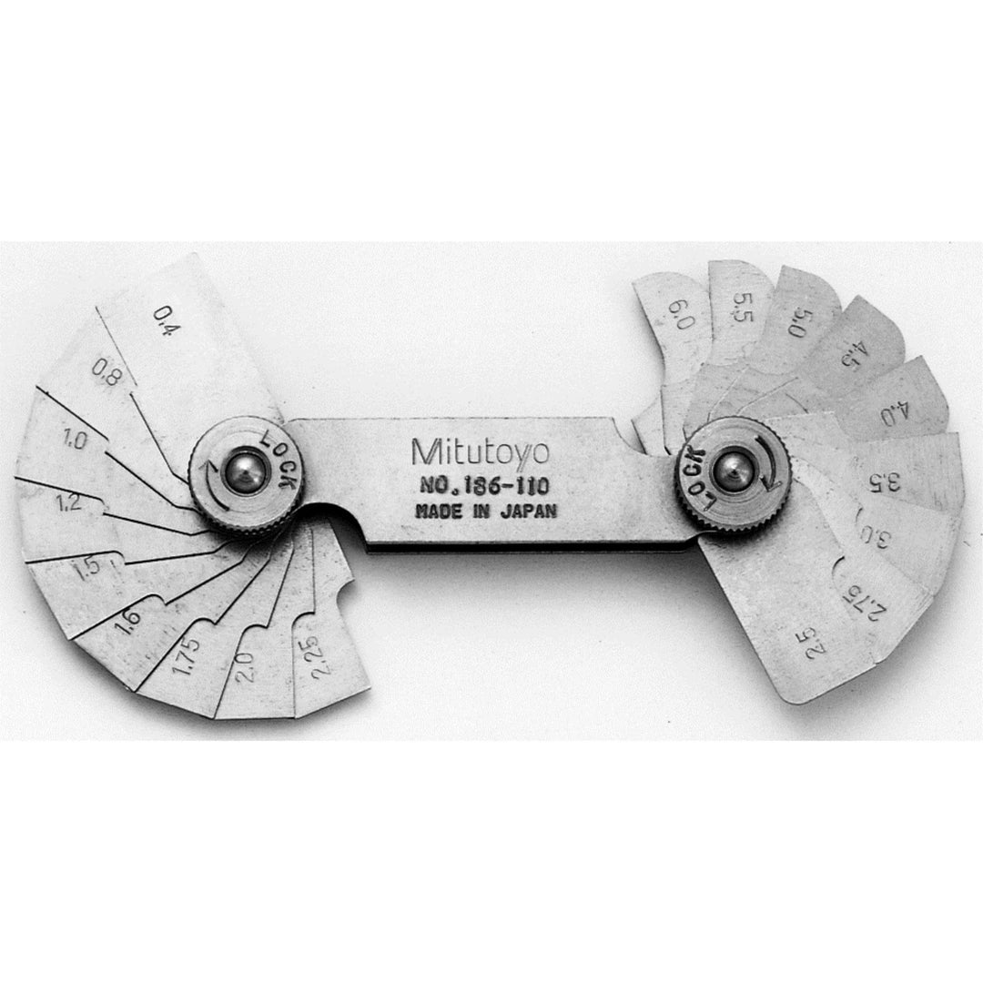Mitutoyo 186-110, Radius Gage Set, 18 Pairs of Leaves, 